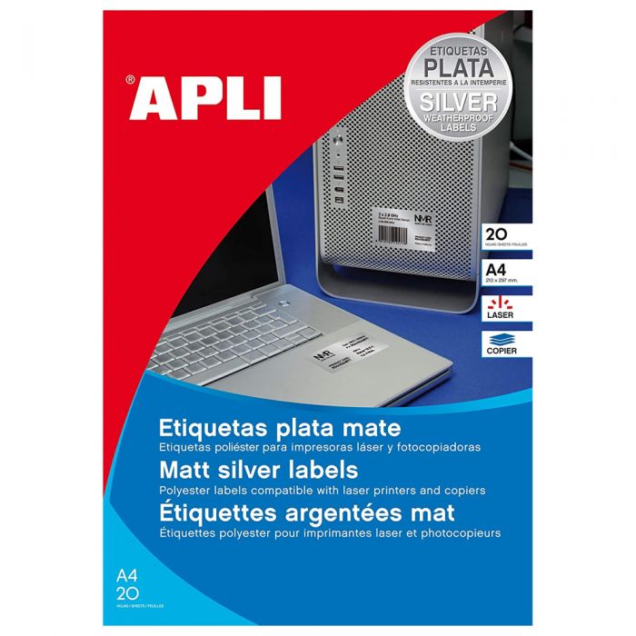 Type plate labels round silver 
