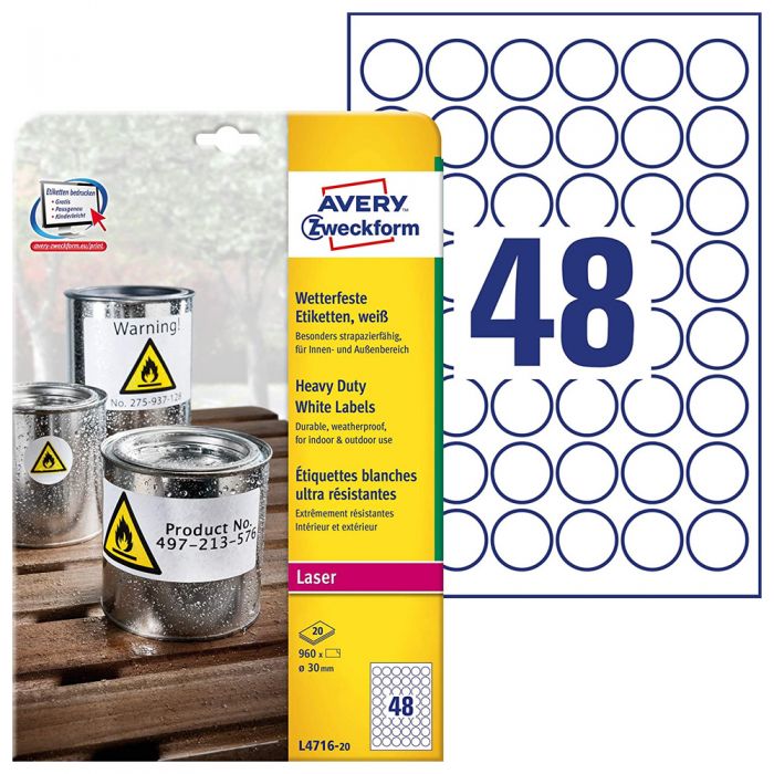 Folien-Etiketten wasserfest SK rund weiß 